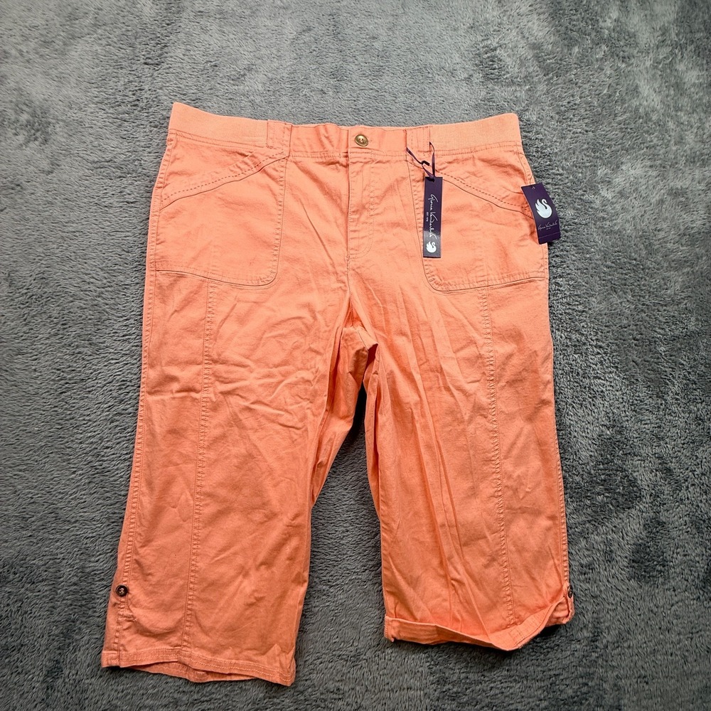 Gloria Vanderbilt Poppy Capri NWT Womens 16 Roll Up Leg Cotton Stretch Tangerine